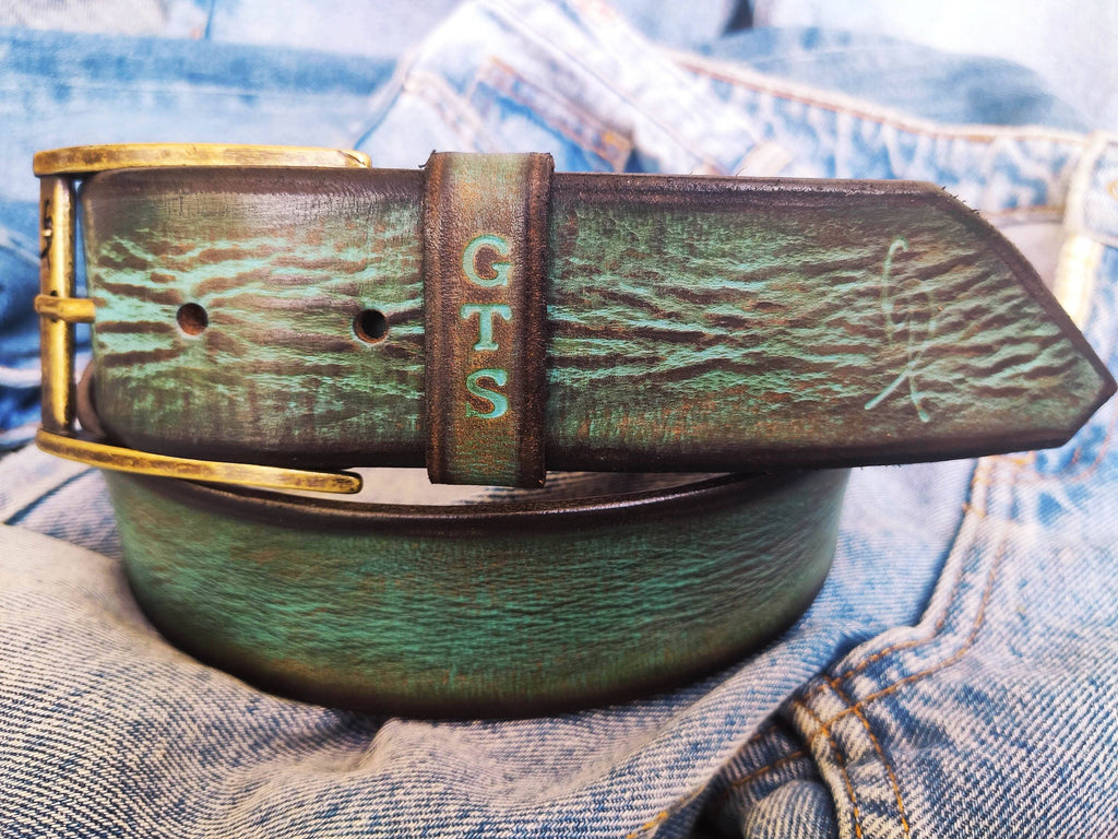 Vintage leather deals belt Handmade Stone w/ turqoise