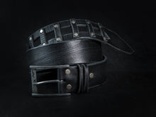 Handmade Black Leather Belt - Mens Jeans Belt - Genuine Leather - Unique Custom Design - X-mas Gift - Rocker Style