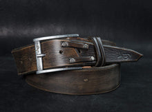 Handmade Distressed Brown Leather Mens Belt - Customizable Options - Perfect Gift