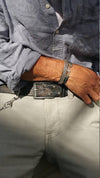 Classic Mens Brown Leather Belt - Rustic Style Leather Accessories with Buckle