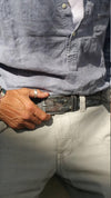 Dark Brown Ishaor Belt with Gray Patina The Perfect Men's Gift now on Christmas Sale.