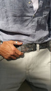 Dark Brown Ishaor Belt with Gray Patina - The Perfect Christmas Gift for Men - Holiday Sale