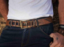 Buckle Belt - Fashion Leather Brown Western Cowcow Style - Unisex Mens Design