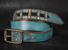 Leather Belt, Men's Belt, Men's Leather Belt, Artisan Leather,Woman's Belt, Blue Belt, Crafted Belt, Unique Belt,Custom leather belts,