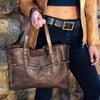 Boho Leather Tote Bag - Brown Handbag for Her - Designer Clutch Bag - Gift-Worthy