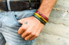 Rasta Leather Bracelet Cuff Rastafarian Leather Wristband in Red Yellow Green by Ishaor