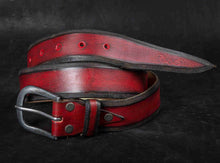 Red Belt, Men's Belt, Accessories for Father, Unisex Belt, Quality Leather, Vintage Style Leather, Genuine Leather, Accessories for Him