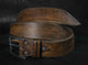 Vintage Western Style Mens Leather Belt - Brown Buckle Artisan Design