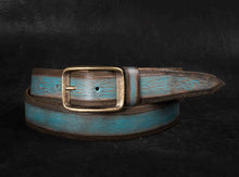 Handmade Distressed Leather Men's Belt with bronze Buckle - Custom Leather Fashion Accessory for Him