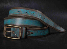 Handmade Distressed Leather Men's Belt with bronze Buckle - Custom Leather Fashion Accessory for Him