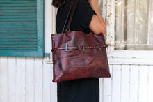 Custom Red Leather Tote Bag - Unique Handcrafted Gift for Her