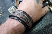 Brown Leather Steampunk Cuff Bracelet for Men - Mens Wrap Bracelet - Handcrafted Gift