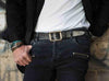 Mens Black Leather Belt with Western Style Buckle - Stylish and Functional Leather Accessories for Men