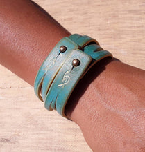 TURQUOISE Leather Cuff Bracelet - Womens Wristband Accessory - Genuine Leather Cuff in Turquoise - Womens Fashion Jewelry - Handcrafted