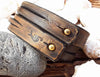 Vintage brown leather bracelet - five straps