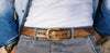 Triangles Belt - Brown with Turquoise & Gold