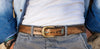 Mens Unique Brown Leather Buckle Belt - Handmade Genuine Leather Fashion Accessory for His Wardrobe