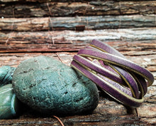 Mens Leather Cuff Bracelet - Genuine Purple Leather Wrap for a Masculine Look