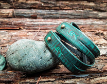 Mens Genuine Leather Cuff Bracelet with Turquoise Accents - Handcrafted Wrap Bracelet