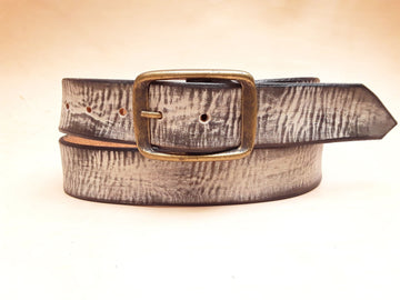 Gray Leather Belt for Men and Women - Handmade Jeans Accessory - Black White and Gray