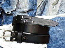 Rustic Style Mens Belt with Unique Leather - Black Wide Buckle for Artisan Design Accessories