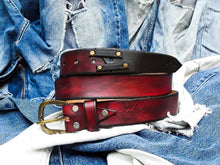 Crafted Belt, Accessories for Father, Unique Leather, Red Belt, Quality Leather, Leather Belt, Leather Belt with Buckle, Leather Belts