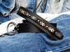 Unique Artisan Leather Wide Belt for Men - Rustic Style Black Leather with Studs - Design Accessories for Mens Apparel