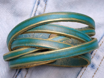 Leather Cuff Bracelet with Turquoise Stone - Womens Jewelry and Anniversary Gift