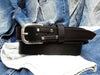 Unique Mens Black Leather Belt - Rustic Style Artisan Design - Wide Buckle - Quality Leather Accessories