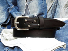 Rustic Style Mens Belt with Unique Leather - Black Wide Buckle for Artisan Design Accessories