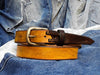 Unique Handcrafted Yellow Leather Belt with Quality Buckle