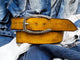 Handmade Yellow Leather Belt with Horseshoe Silver Buckle - Personalizable Gift for Your Loved One