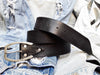 Wide Leather Belt - Black