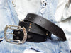 Mens Leather Belt - Biker Steampunk Gladiator Burning Man Cowboy - Black Buckle - Perfect Gift for Him