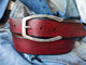 Wide Leather Belt - Red with Dark Wash