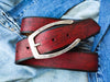 Red Leather Mens Belt Customizable Genuine Leather Accessory for Him