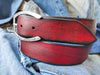 Wide Leather Belt - Red with Dark Wash