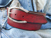 Red Leather Mens Belt Customizable Genuine Leather Accessory for Him