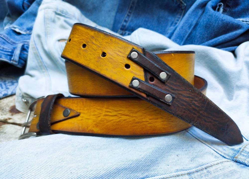 Crafted Belt, Accessories for Father, Unique Leather, Yellow Belt, Quality Leather, Leather Belt, Leather Belt with Buckle, Leather Belts