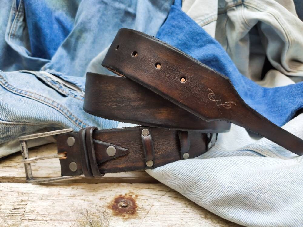 Unique Belt,Brown Men's Belt,Brown Leather Belt, Men's Belt, Custom leather belts, Gift for Him, Ceinture Cuir,Grunge style, fashion