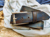 Handcrafted BlueBrown Leather Belt - 42cm Rustic Unique Perfect for Jeans