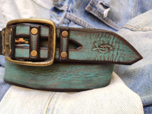 Leather Belt, Men's Belt, Men's Leather Belt,Custom leather belts,Gift for men,Woman's Belt, Blue Belt, Crafted Belt, Unique Belt, Boho Belt