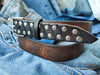 Dark Brown 3cm Jeans Belt Riveted Leather Steam Punk Style Narrow Womens Belt