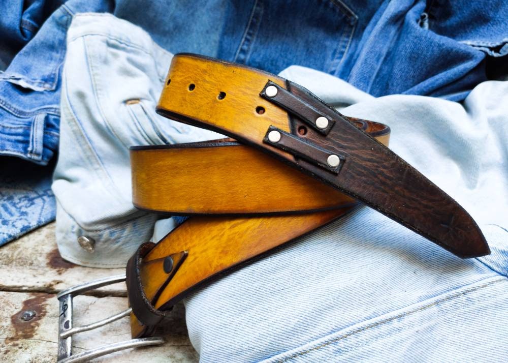 Crafted Belt, Accessories for Father, Unique Leather, Yellow Belt, Quality Leather, Leather Belt, Leather Belt with Buckle, Leather Belts