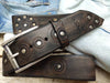 Handmade Motorcycle Gear Stamped Leather Belt with Rivets - Unique Design by IshaorUnique Stamped Leather Motorcycle Belt with Rivets - Handmade by Ishaor