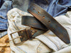 Handcrafted BlueBrown Leather Belt - 42cm Rustic Unique Perfect for Jeans