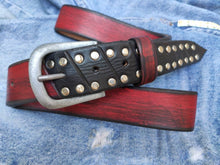 Steampunk Belt, Men's Belt,Men's Red Leather,Studded Belt,Custom leather belts,Mens Apparel, Red Belt,Christmas Belt, Design Accessories Men