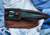 Mens Leather Belt - Quality Brown Belt with Turquoise Stone Buckle for Fathers Day and Special Occasions