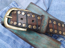 Custom leather belts, Men's Belt, Unique Leather, Men's Turquoise Leather, Studded Belt,Boho Belt,Christmas Belt, Design Accessories