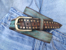 Custom leather belts, Men's Belt, Unique Leather, Men's Turquoise Leather, Studded Belt,Boho Belt,Christmas Belt, Design Accessories